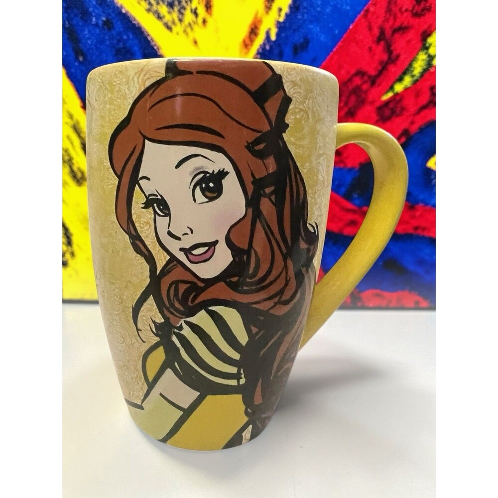 Disney Parks Coffee Mug Cup Belle Beauty & The Beast Yellow Mornings Are A Beast
